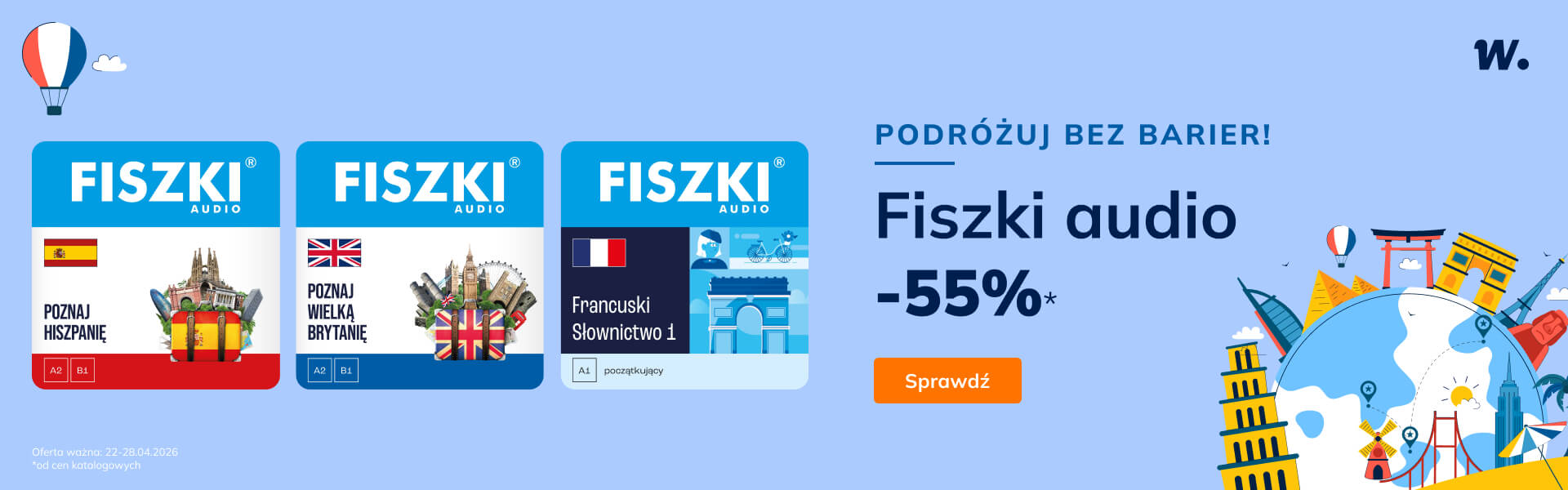 Grafika prowadzi do promocji: Wydawnictwo Cztery Głowy. Fiszki -55%