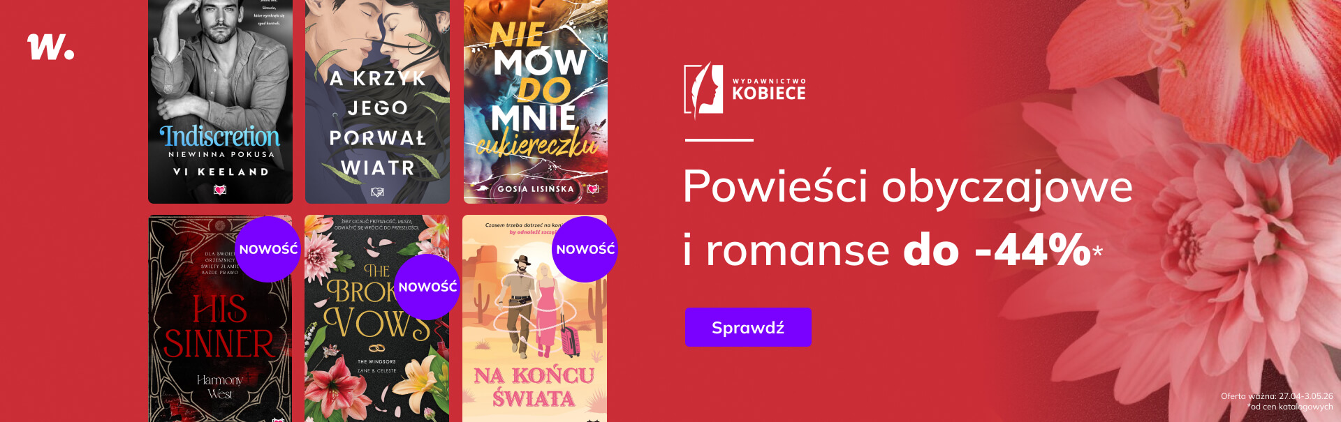 Grafika prowadzi do promocji: Wydawnictwo Kobiece: powieść obyczajowa i romans do -44%