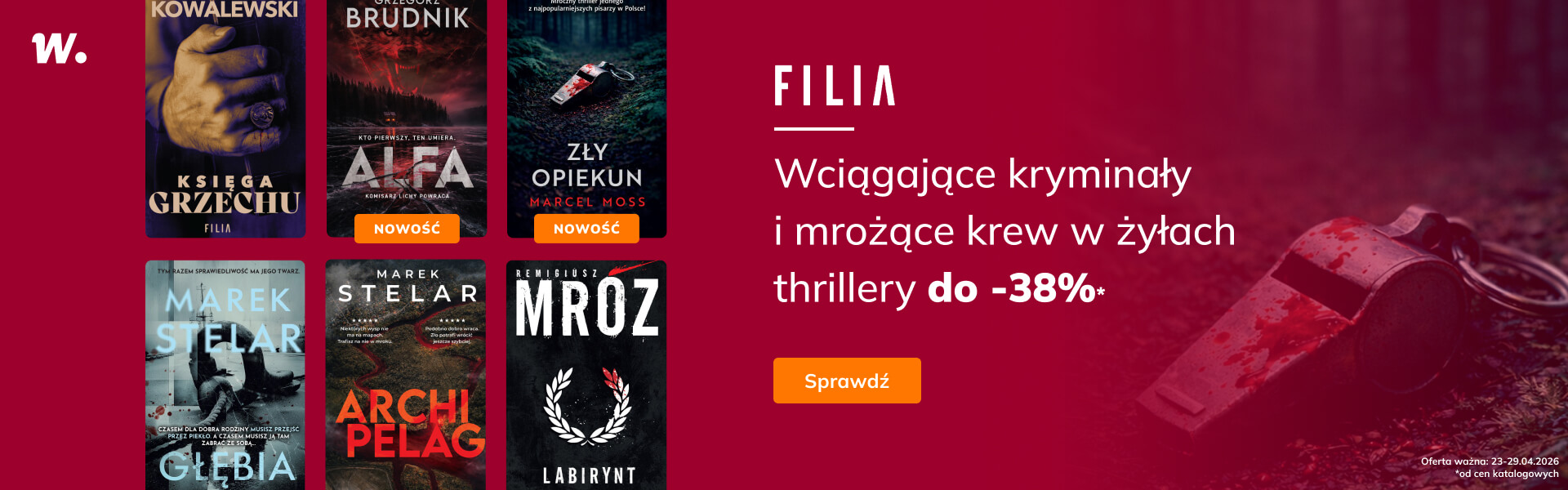 Grafika prowadzi do promocji: Wydawnicwo Filia: kryminał i thriller do -38%