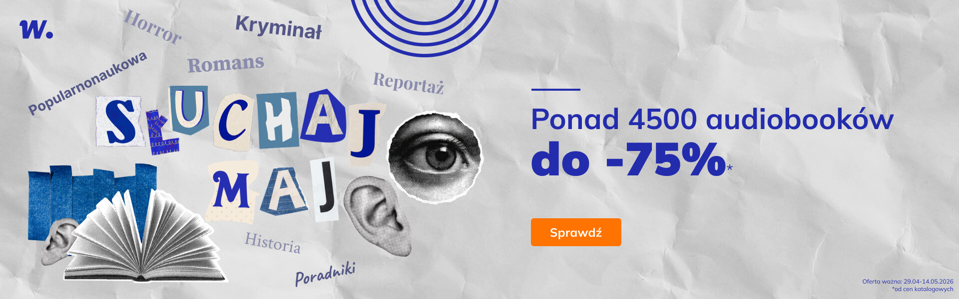Grafika prowadzi do promocji: Słuchaj MAJ! Audiobooki do -75%