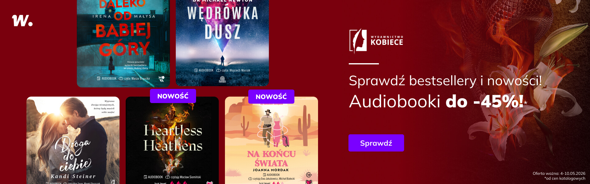 Grafika prowadzi do promocji: Wydawnictwo Kobiece. Bestsellery i nowości do -45%