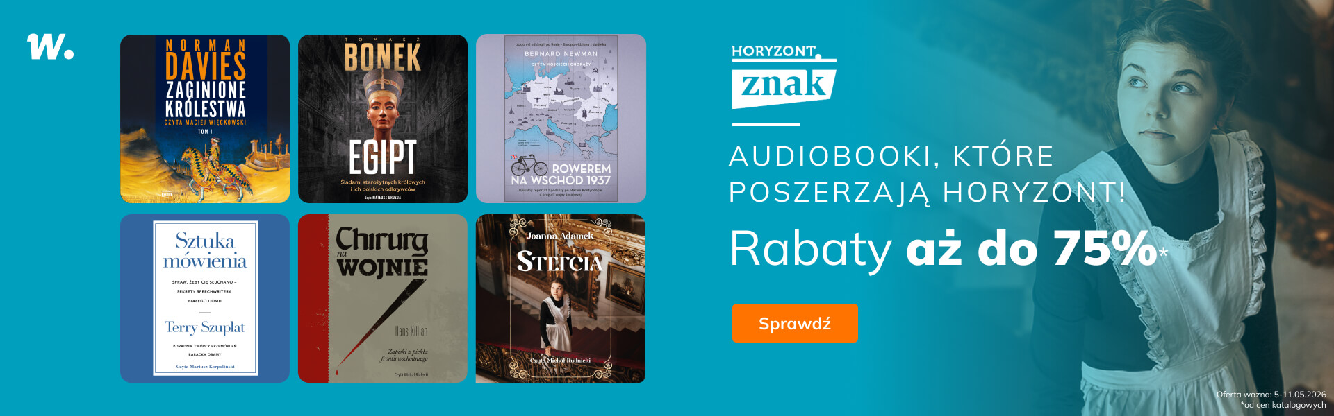 Grafika prowadzi do promocji: Znak Horyzont. Audiobooki do -75%!