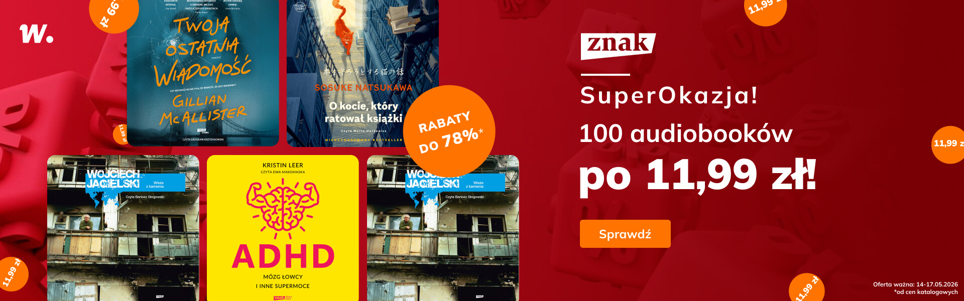 Grafika prowadzi do promocji: Audiobooki Znaku po 11,99 zł