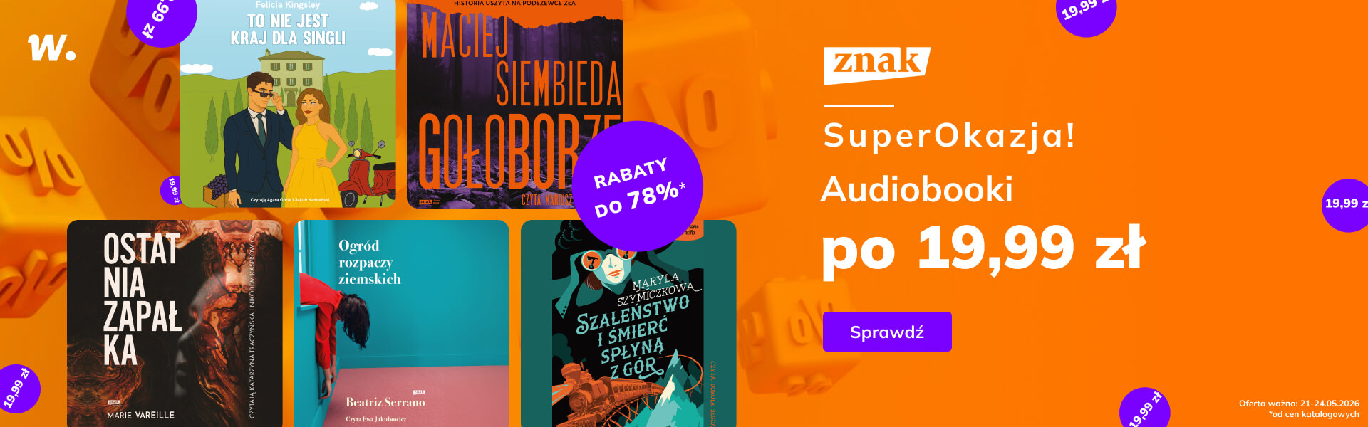 Grafika prowadzi do promocji: Audiobooki Znaku po 19,99 zł