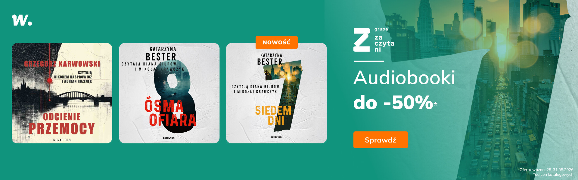 Grafika prowadzi do promocji: Grupa Zaczytani. Audiobooki do -50%