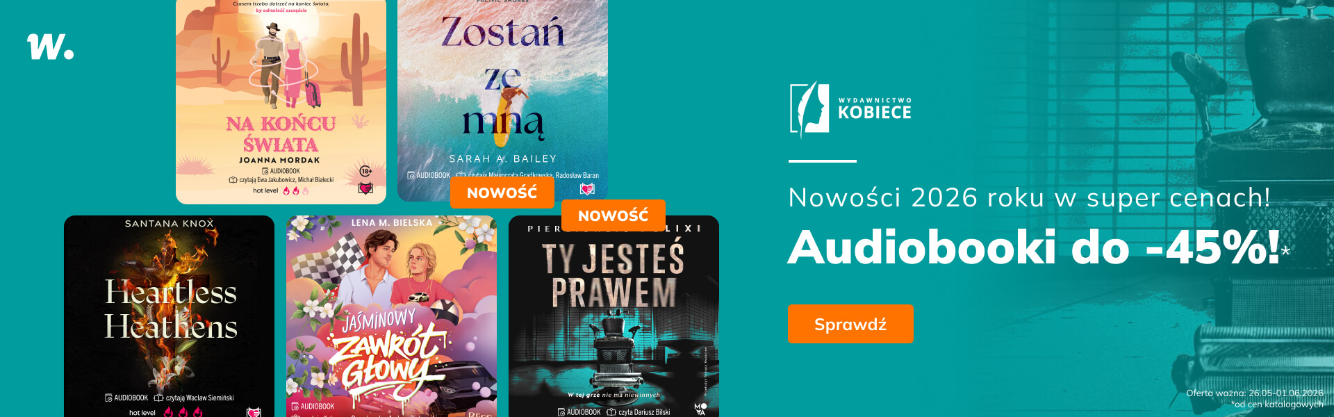 Grafika prowadzi do promocji: Wydawnictwo Kobiece. Nowości do -45%