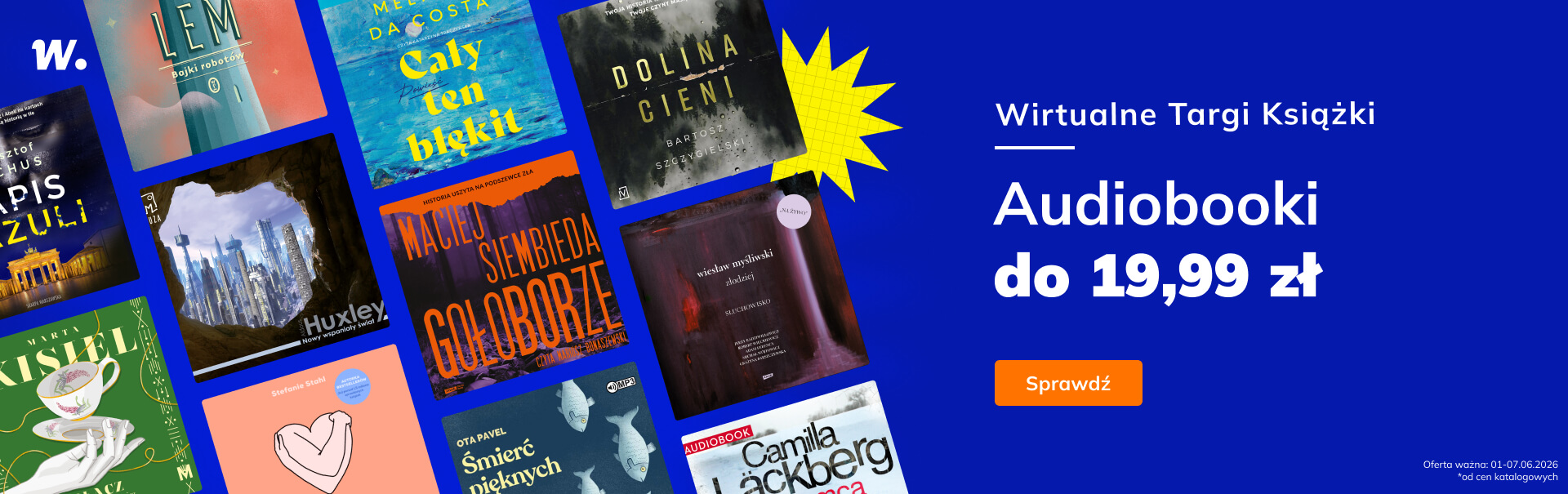 Grafika prowadzi do promocji: Wirtualne Targi Książki. Audiobooki do 19,99 zł
