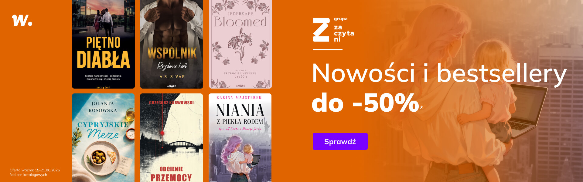 Grafika prowadzi do promocji: Grupa Zaczytani: nowości i bestsellery do -50%