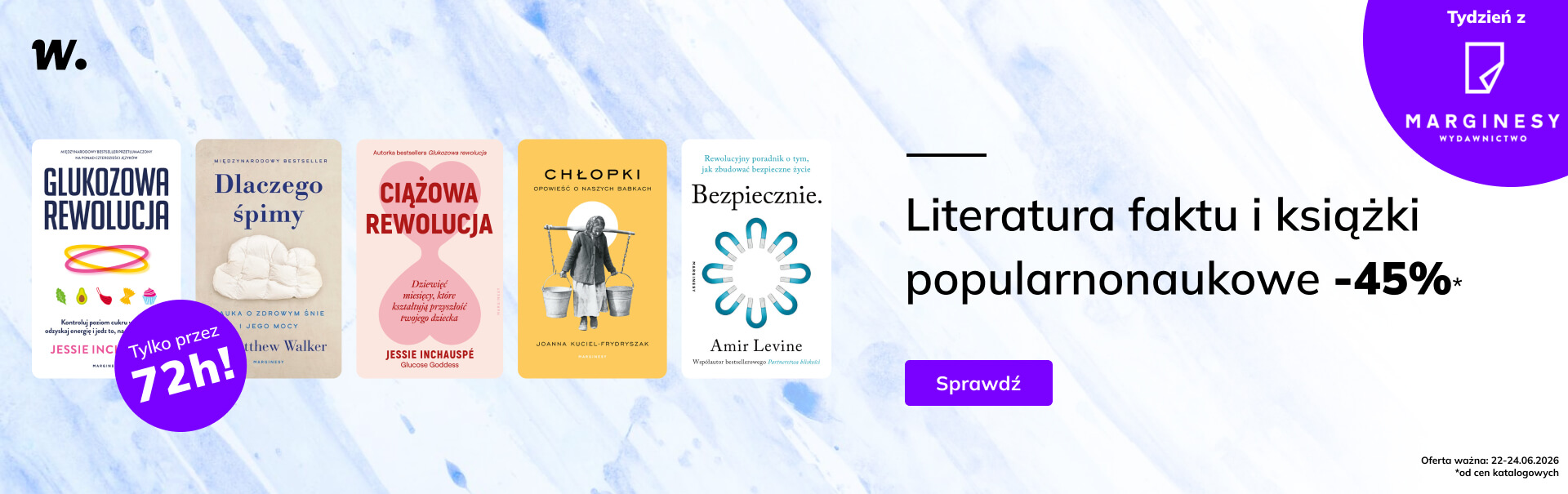 Grafika prowadzi do promocji: Tydzień z Wydawnictwem Marginesy: literatura faktu i popularnonaukowa -45%