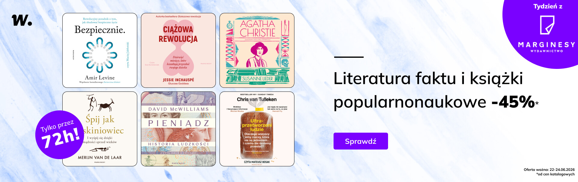 Grafika prowadzi do promocji: Marginesy. Literatura popularnonaukowa i fakt -45%