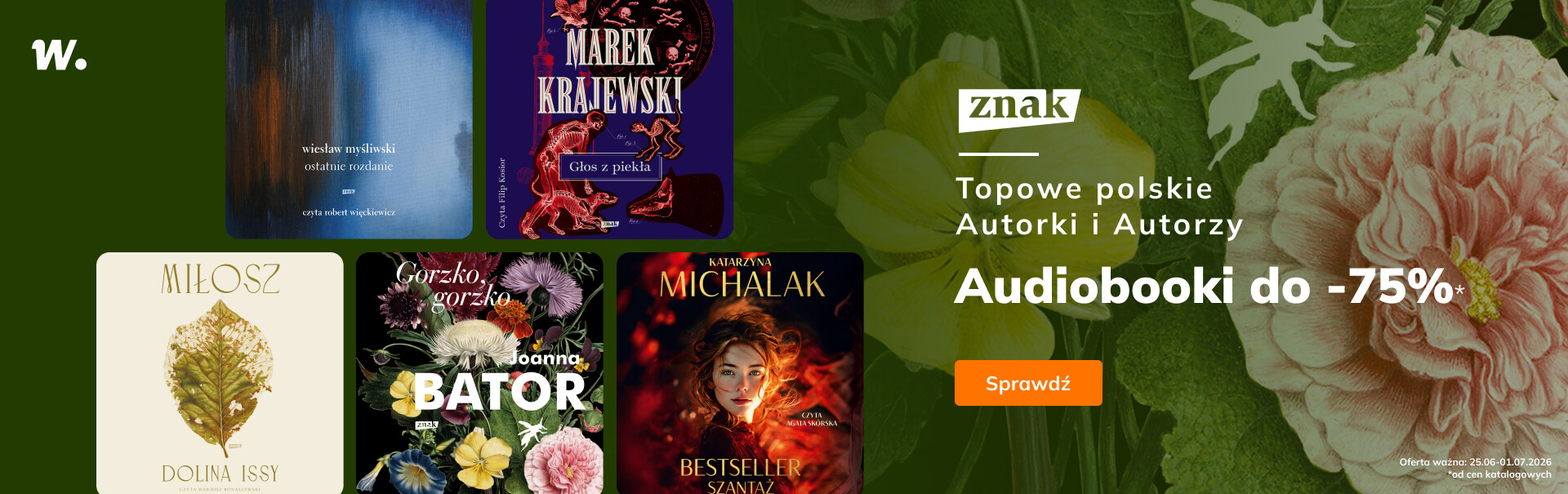 Grafika prowadzi do promocji: Topowe polskie Autorki i Autorzy. Audiobooki do -75%!