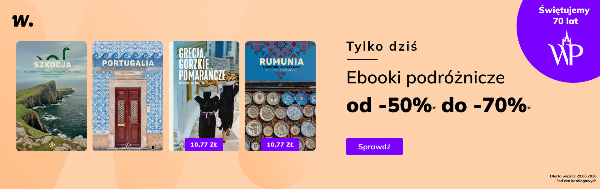 Grafika prowadzi do promocji: Tydzień z Wydawnictwem Poznańskim: ebooki podróżnicze do -70%