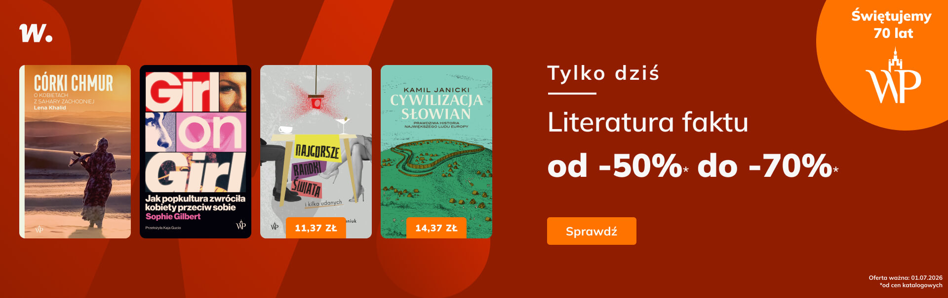 Grafika prowadzi do promocji: Tydzień z Wydawnictwem Poznańskim: fakt do -70%