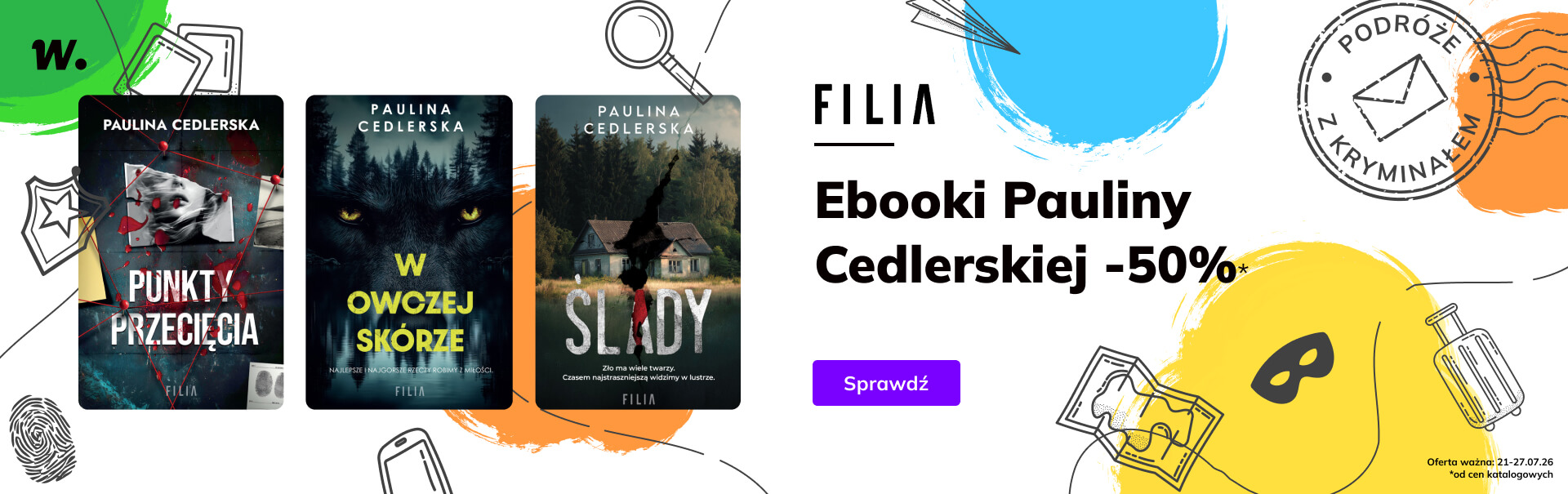 Grafika prowadzi do promocji: Podróże z kryminałem: ebooki Pauliny Cedlerskiej -50%