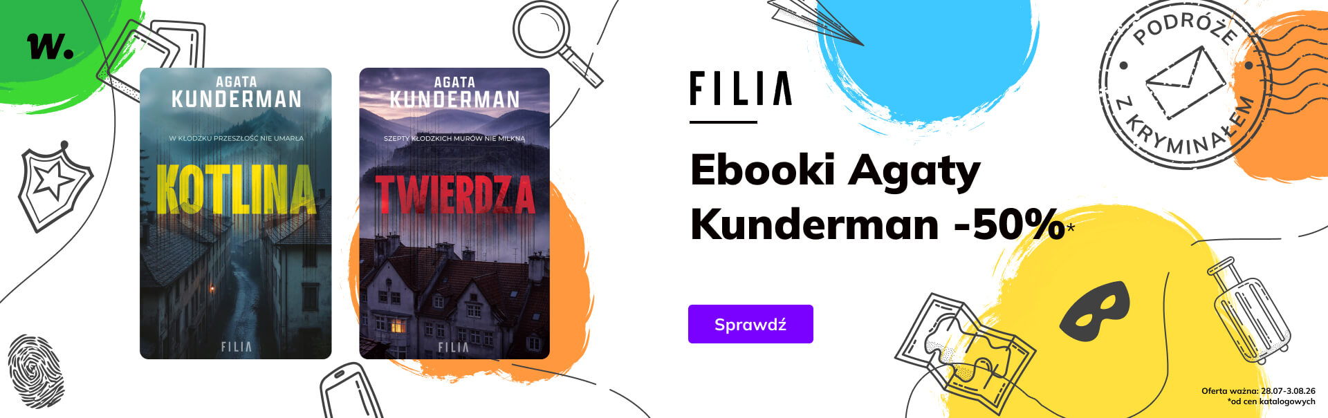 Grafika prowadzi do promocji: Podróże z kryminałem: ebooki Agaty Kunderman -50%