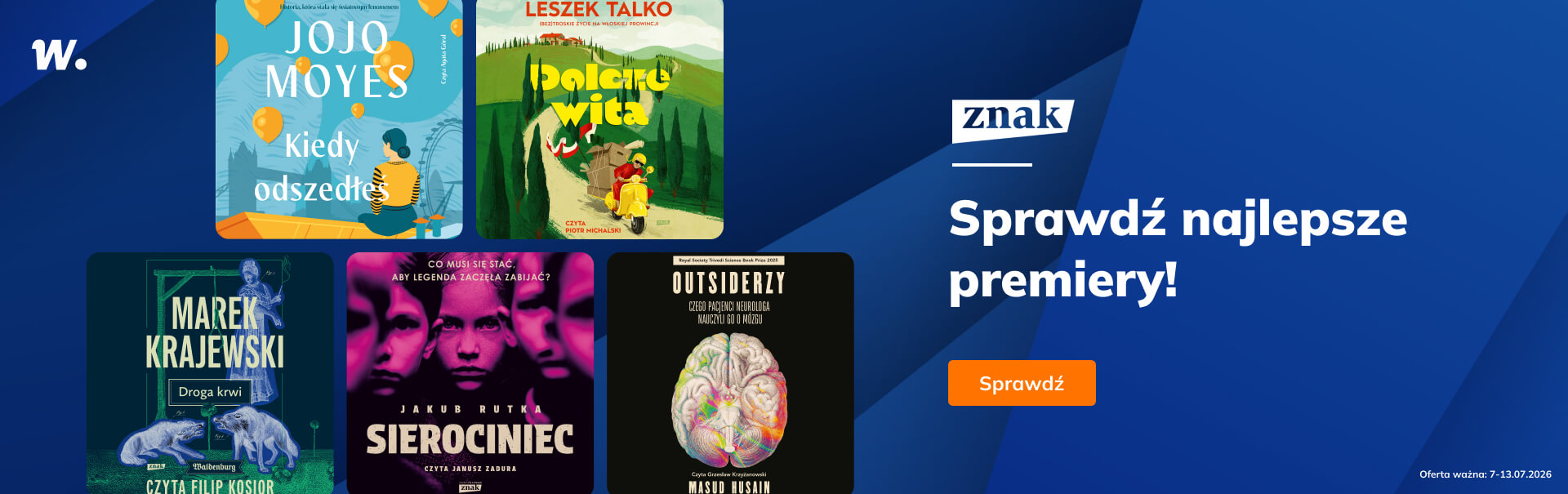 Grafika prowadzi do promocji: Znak. Premiery 2026 roku! Audiobooki do-75%