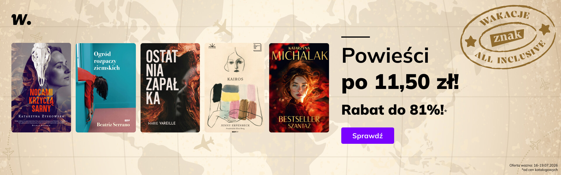 Grafika prowadzi do promocji: Znak All Inclusive: Powieści po 11,50 zł