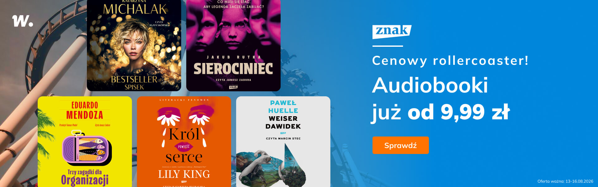 Grafika prowadzi do promocji: Cenowy reollercoaster- audiobooki od 9,99 zł
