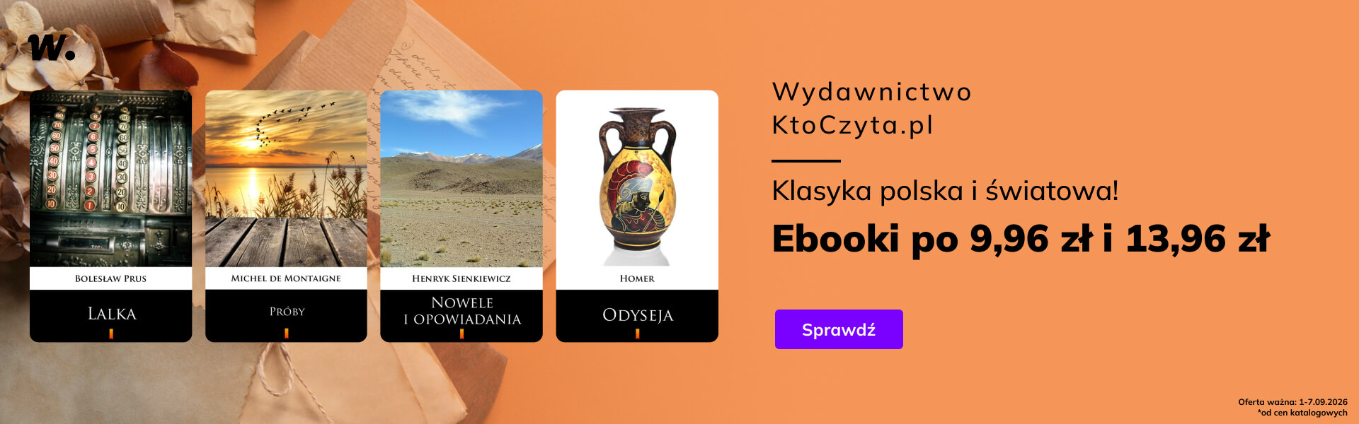 Grafika prowadzi do promocji: KtoCzyta.pl: Klasyka polska i światowa! Ebooki po 9,96 zł i 13,96 zł