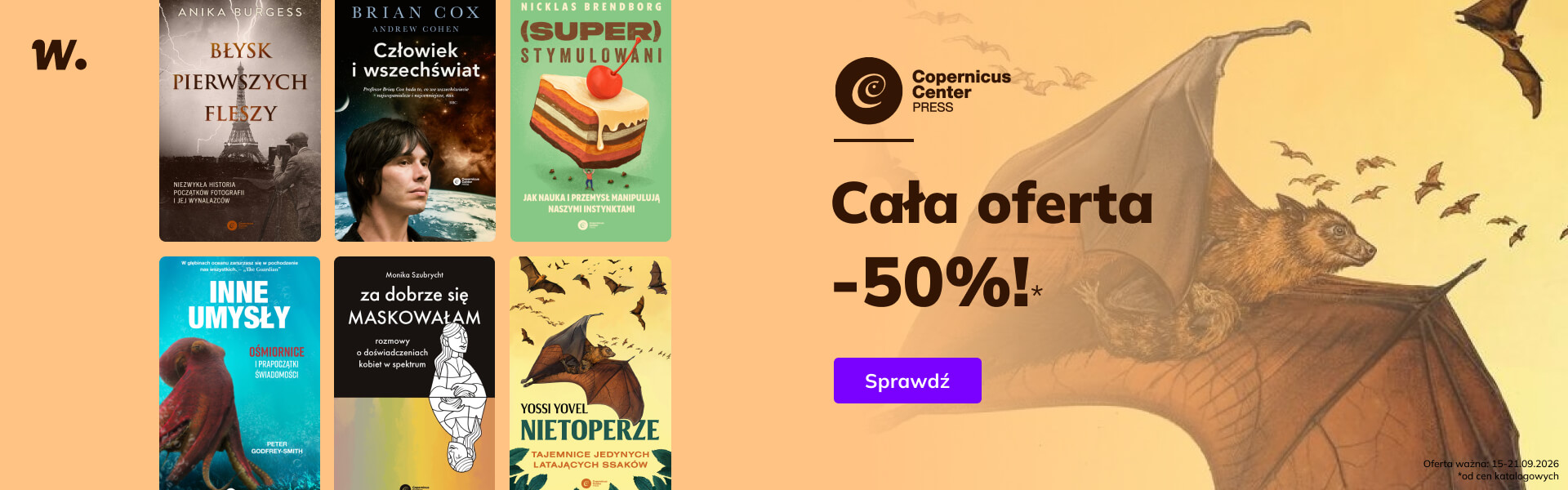 Grafika prowadzi do promocji: Copernicus Center Press: cała oferta -50%