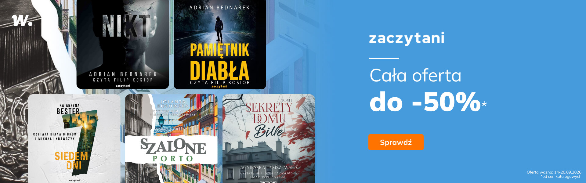 Grafika prowadzi do promocji: Zaczytani. Cała oferta do -50%!
