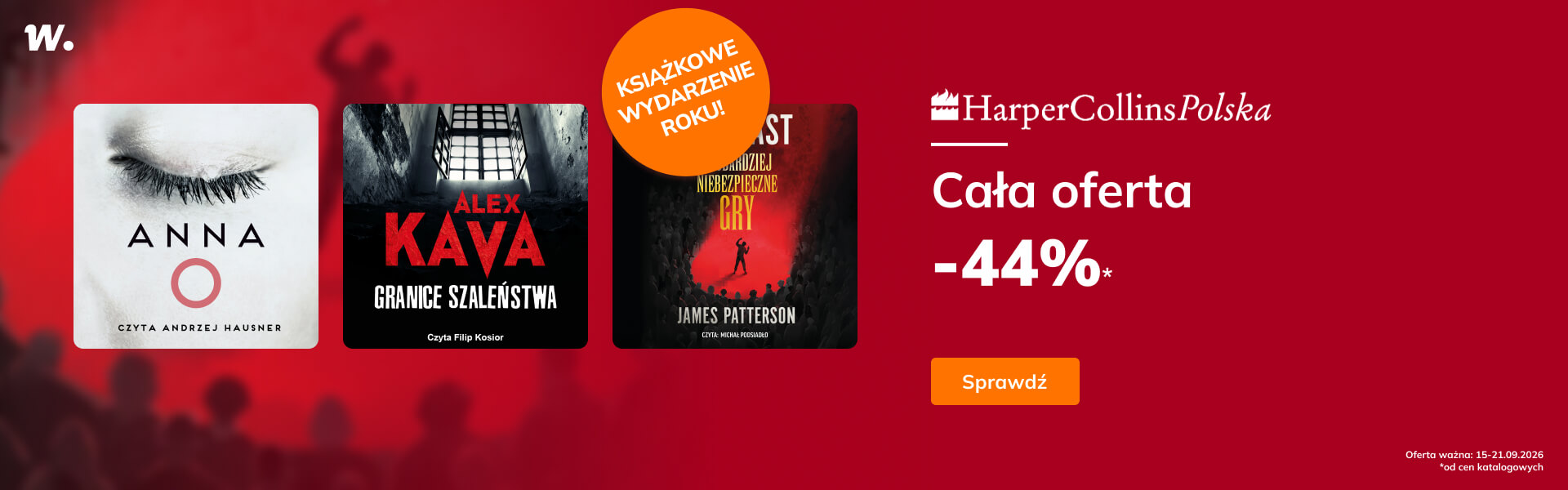 Grafika prowadzi do promocji: Harper Collins. Cała oferta do -44%