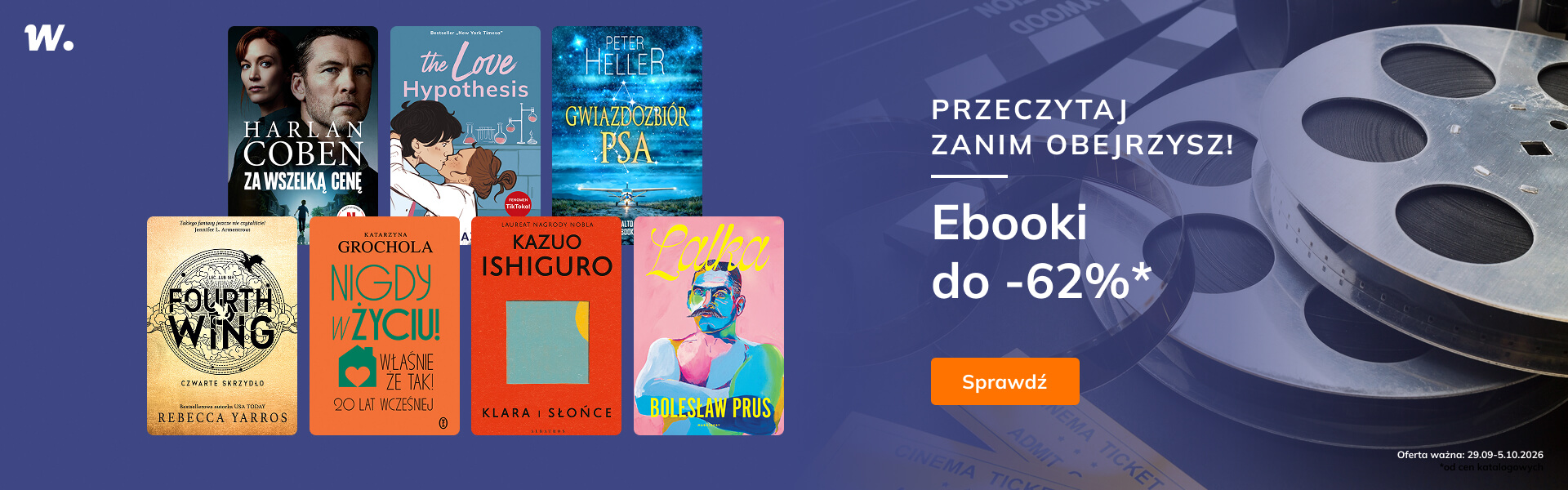 Grafika prowadzi do promocji: Przeczytaj zanim obejrzysz. Ebooki do -75%