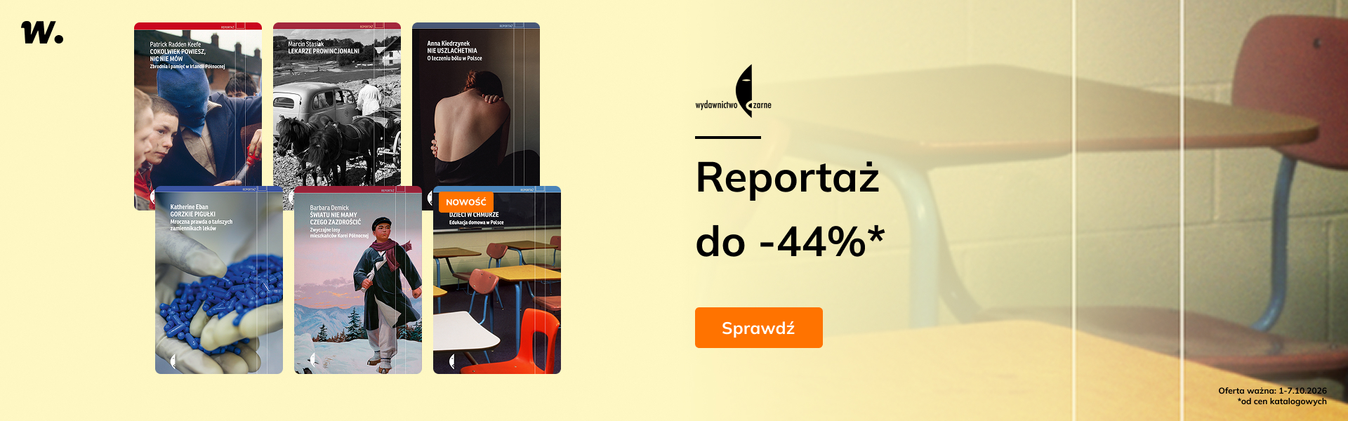 Grafika prowadzi do promocji: Wydawnictwo Czarne: Reportaż do -44%