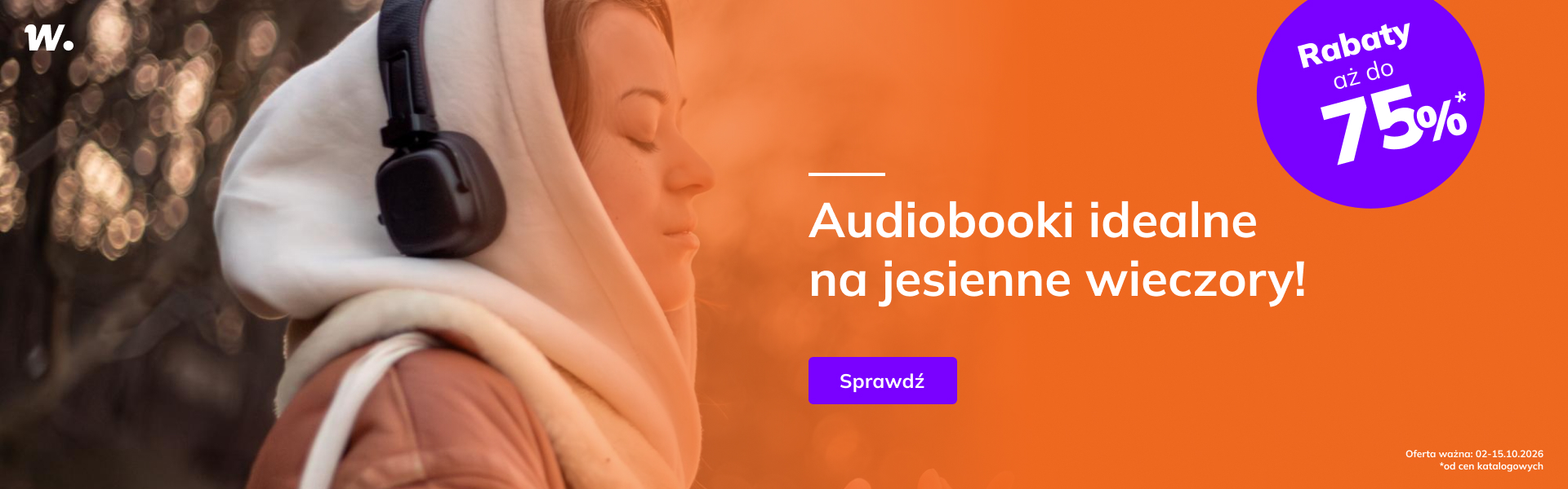 Grafika prowadzi do promocji: Audiobooki idealne na jesienne wieczory do -75%!