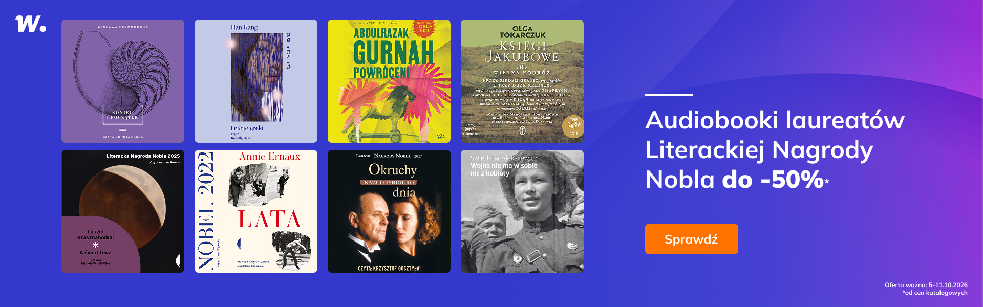 Grafika prowadzi do promocji: Audiobooki laureatów Literackiej Nagrody Nobla do -50%*