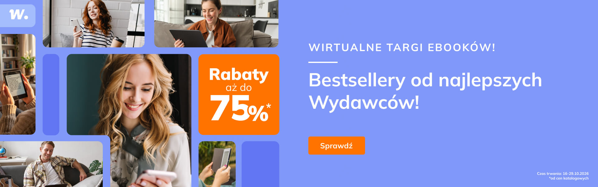 Grafika prowadzi do promocji: Wirtualne Targi Książki - baner
