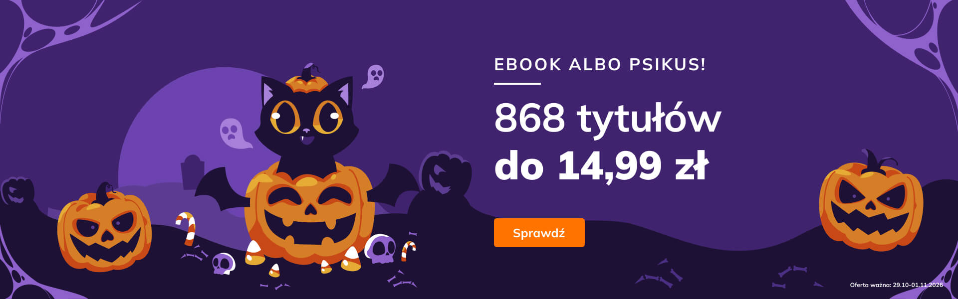 Grafika prowadzi do promocji: Ebook albo psikus!  868 tytułów do 14,99 zł