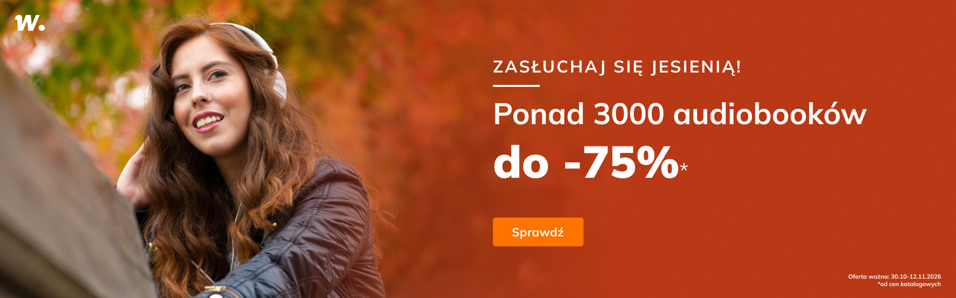Grafika prowadzi do promocji: Zasłuchaj się jesienią! Audiobooki do -75%!